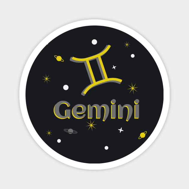 Star sign Gemini twins Symbol Magnet by Foxxy Merch